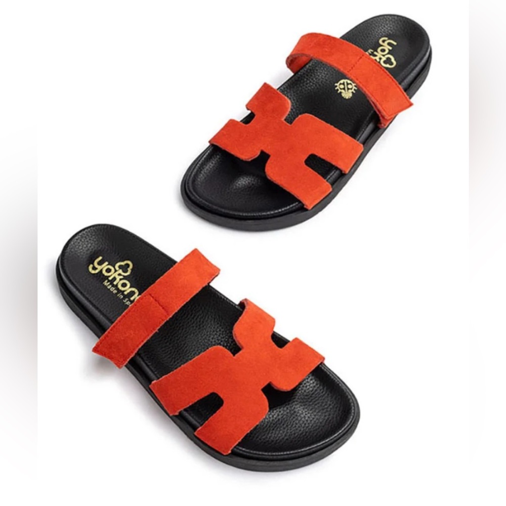 Yokono Red and Black Suede H Sandals EU 40 US 9